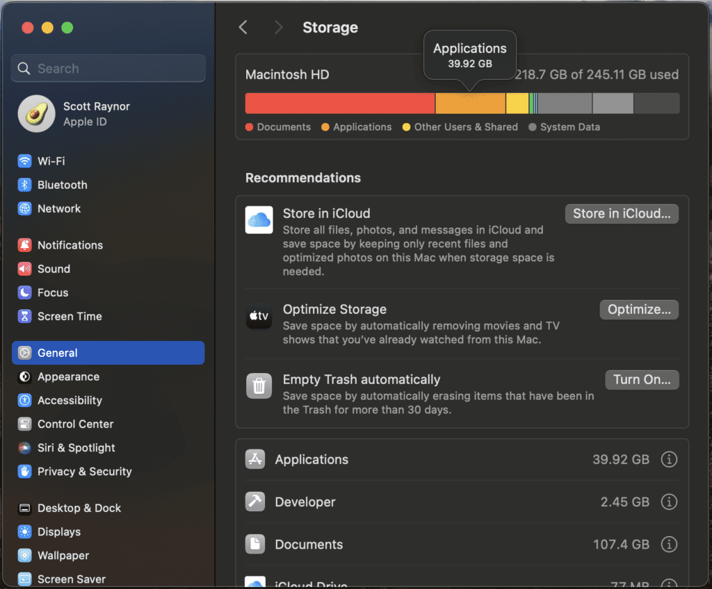 Check storage on Mac